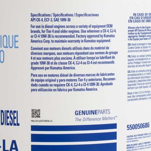 Lubricante Original Komatsu de Motor 1OW-30 Balde 20L